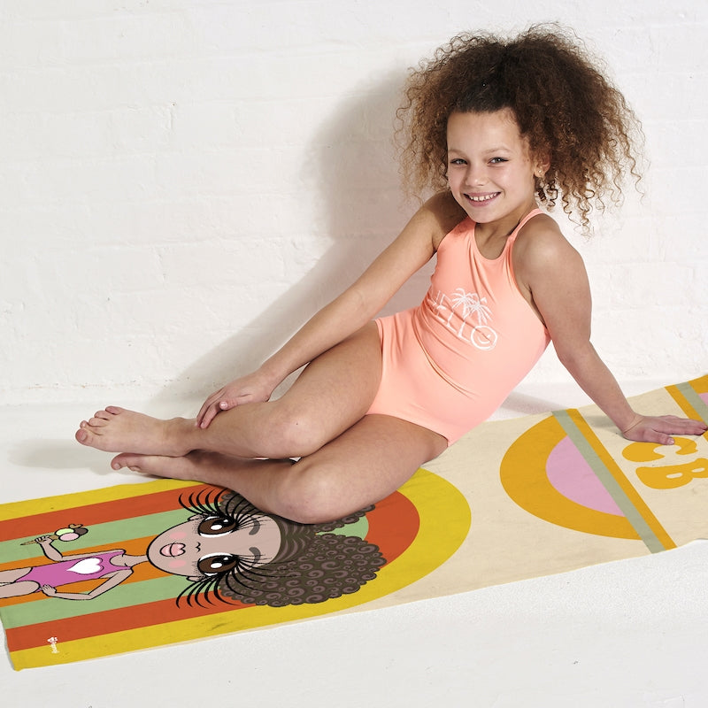 ClaireaBella Girls Personalised Retro Rainbow Beach Towel - Image 3