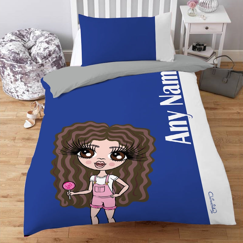 ClaireaBella Girls Personalised Blue Stripe Bedding - Image 3