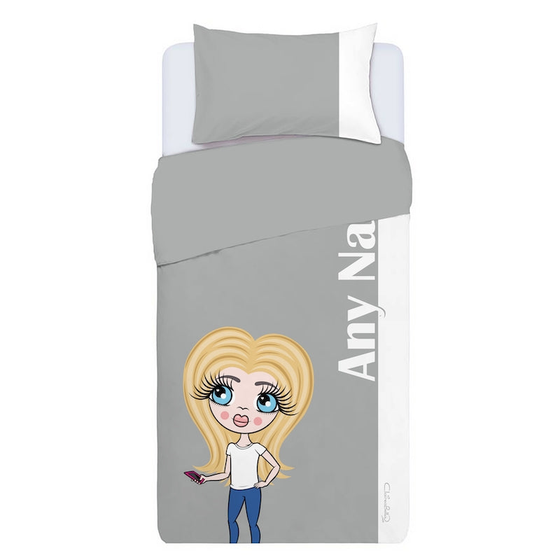 ClaireaBella Girls Personalised Grey Stripe Bedding - Image 2