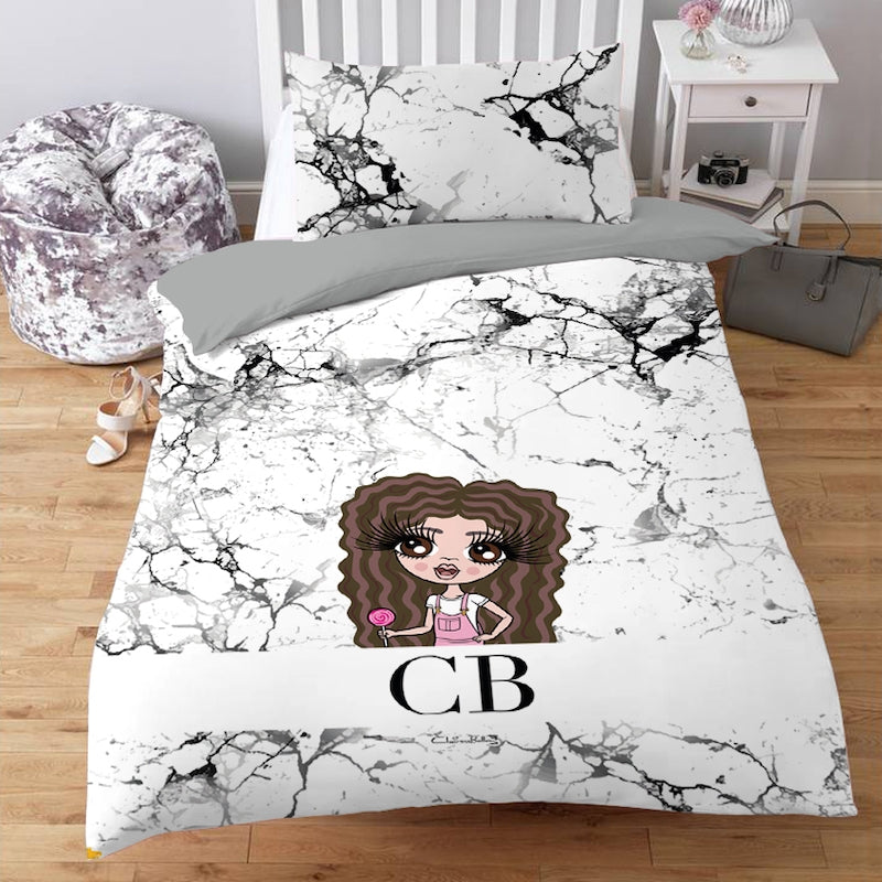 ClaireaBella Girls The LUX Collection Black and White Marble Bedding - Image 1