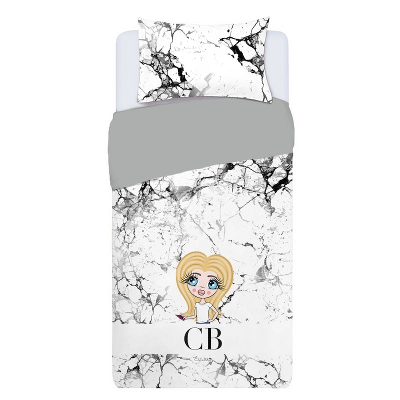 ClaireaBella Girls The LUX Collection Black and White Marble Bedding - Image 2