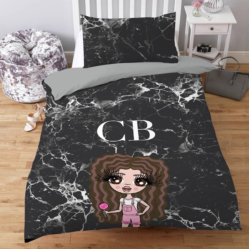ClaireaBella Girls The LUX Collection Black Marble Bedding - Image 1