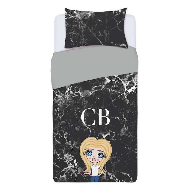 ClaireaBella Girls The LUX Collection Black Marble Bedding - Image 3