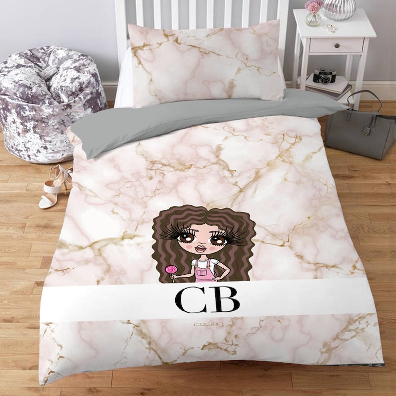 ClaireaBella Girls The LUX Collection Pink Marble Bedding - Image 1