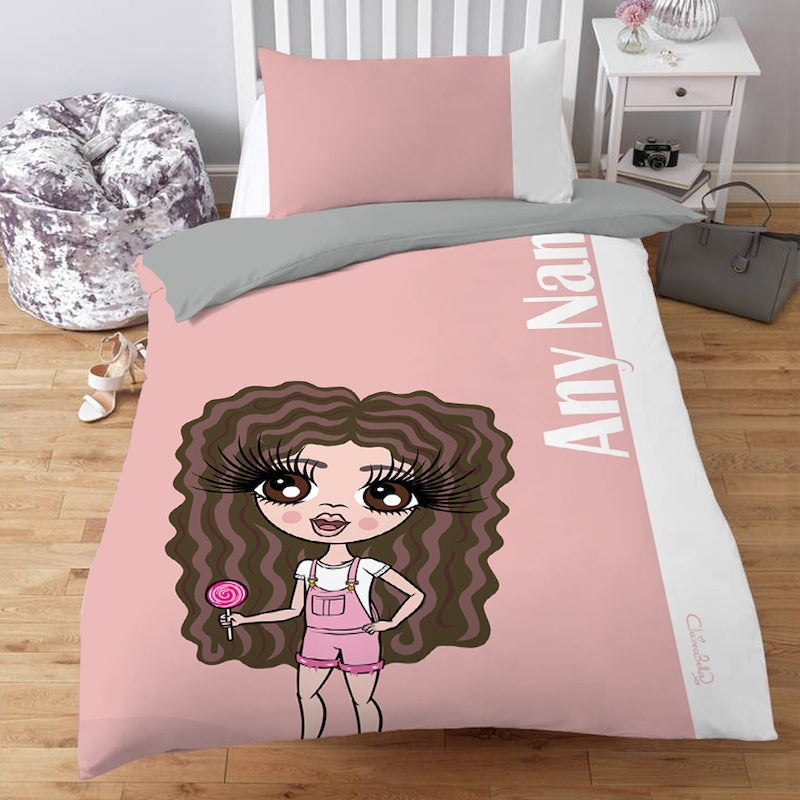 ClaireaBella Girls Personalised Pink Stripe Bedding - Image 1