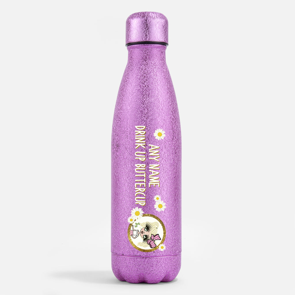 ClaireaBella Girls Pink Glitter Water Bottle Buttercup - Image 1