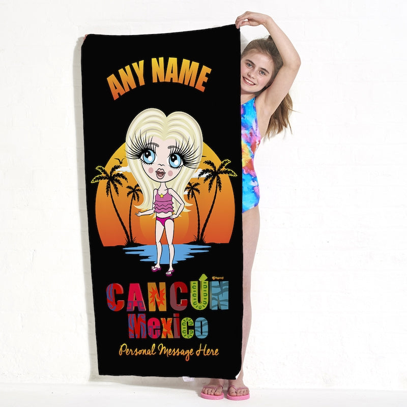 ClaireaBella Girls Cancun Mexico Sunset Beach Towel - Image 4