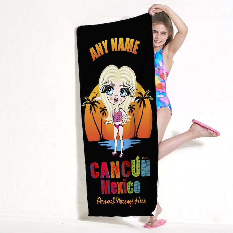 ClaireaBella Girls Cancun Mexico Sunset Beach Towel - Image 1