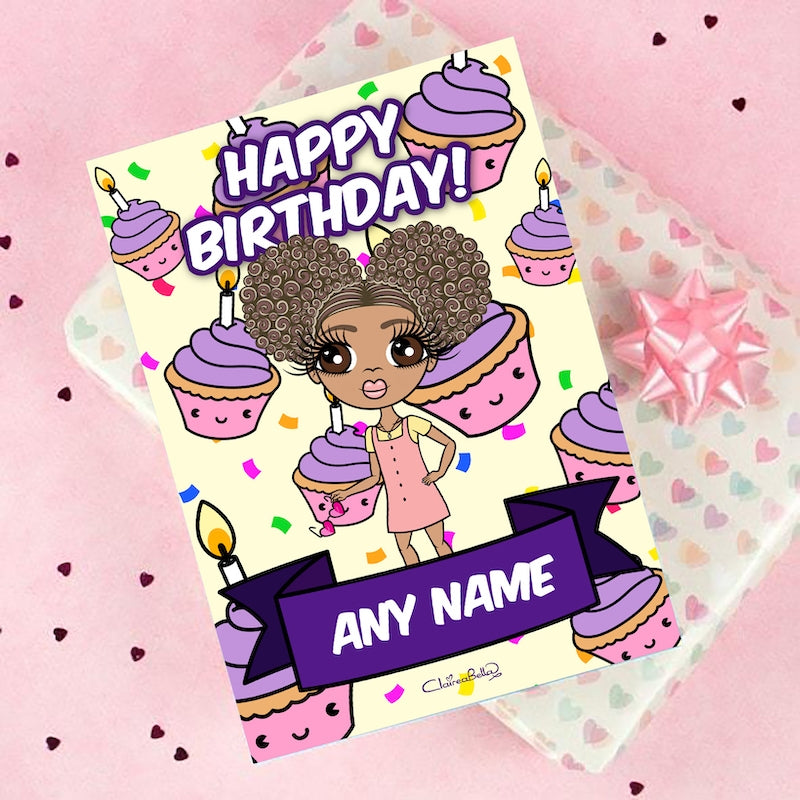 ClaireaBella Girls Cute Cupcake Birthday Card - Image 1