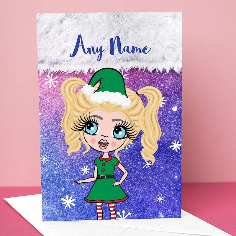 ClaireaBella Girls Galaxy Glitter Stocking Christmas Card - Image 4