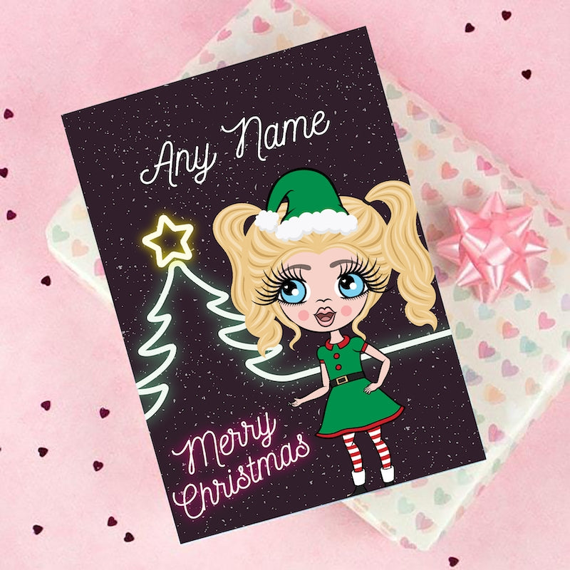 ClaireaBella Girls Neon Tree Christmas Card - Image 1