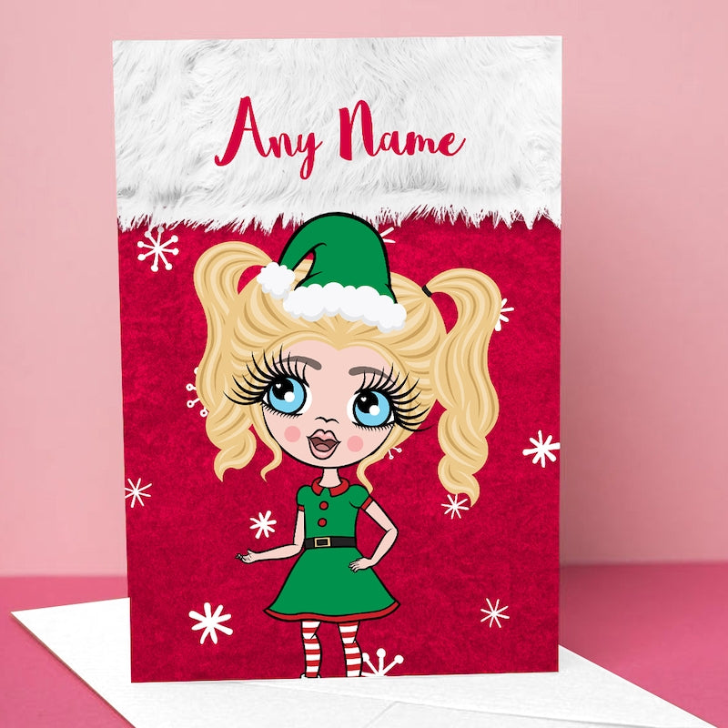 ClaireaBella Girls Snowflake Stocking Christmas Card - Image 1