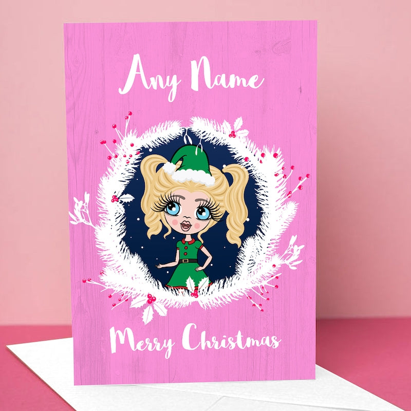 ClaireaBella Girls White Wreath Christmas Card - Image 3