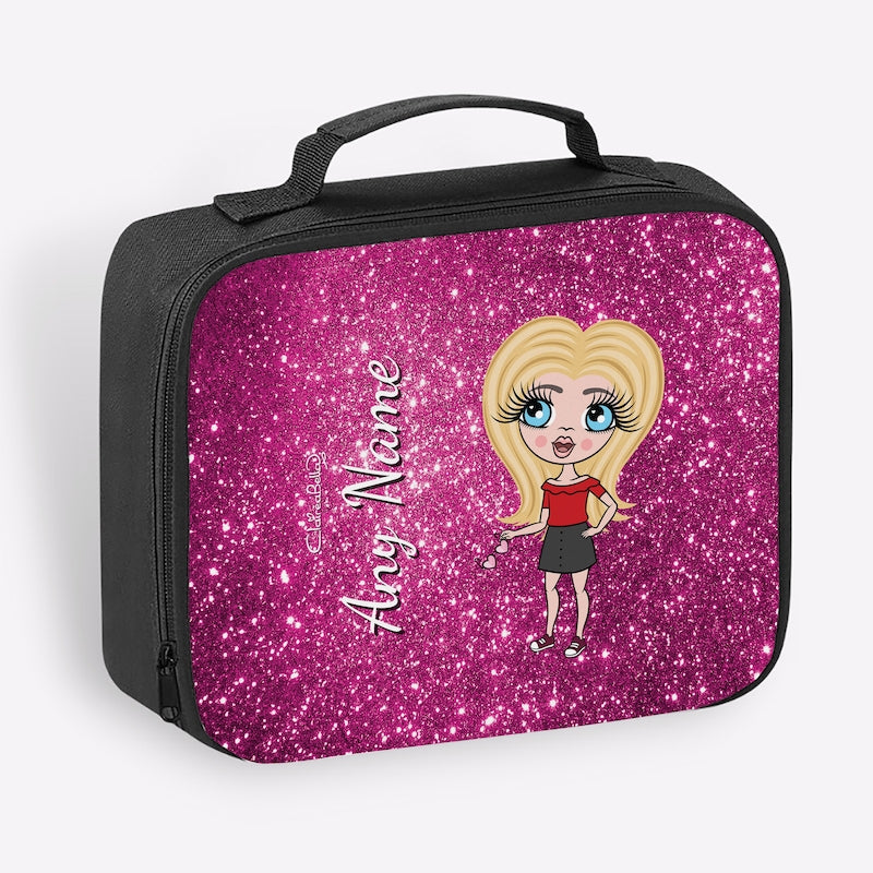 ClaireaBella Girls Pink Glitter Cooler Lunch Bag - Image 3