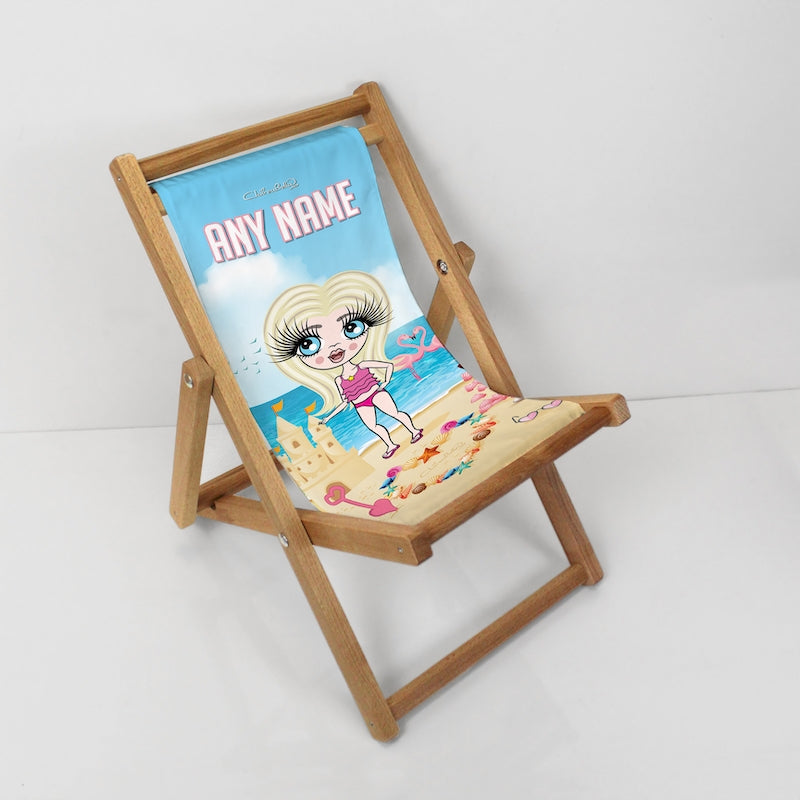 ClaireaBella Girls Beach Print Deckchair - Image 1