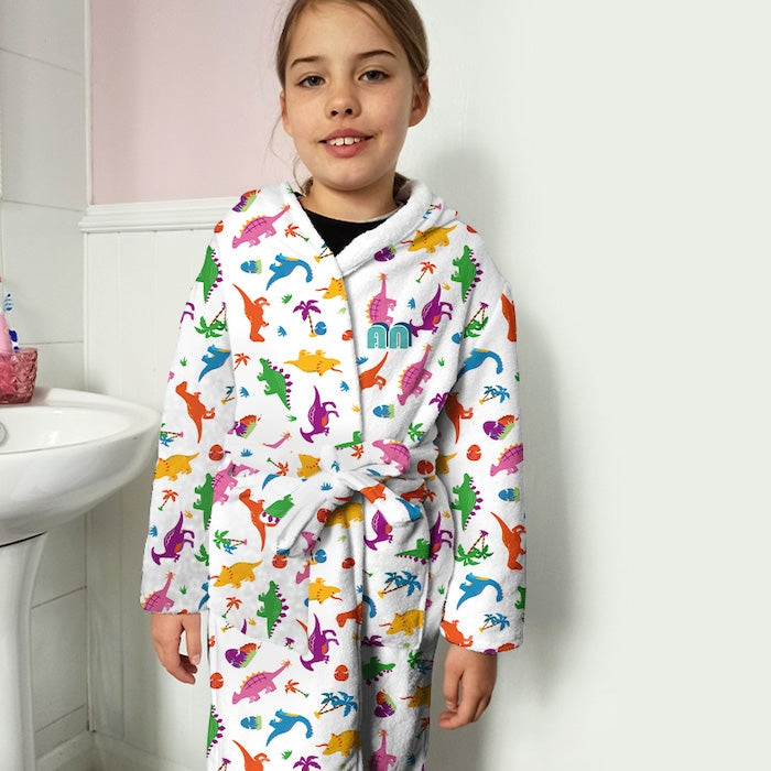 ClaireaBella Girls Dinosaur Print Dressing Gown - Image 4