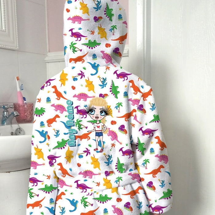 ClaireaBella Girls Dinosaur Print Dressing Gown - Image 1