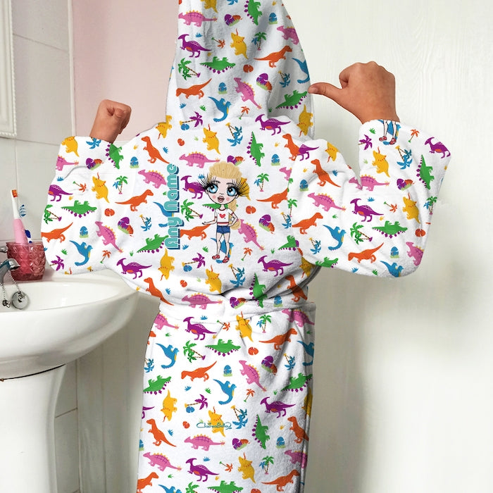 ClaireaBella Girls Dinosaur Print Dressing Gown - Image 3