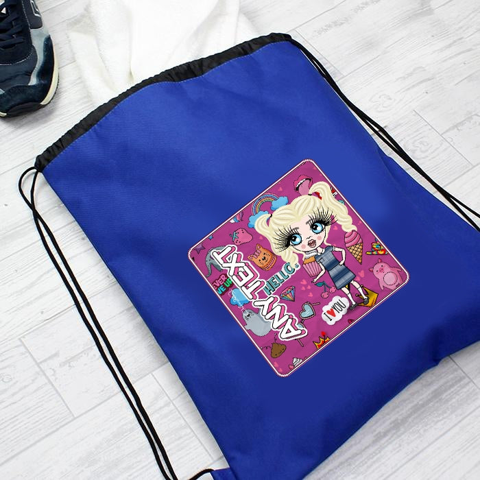 ClaireaBella Girls Fun Stickers Drawstring Bag - Image 3
