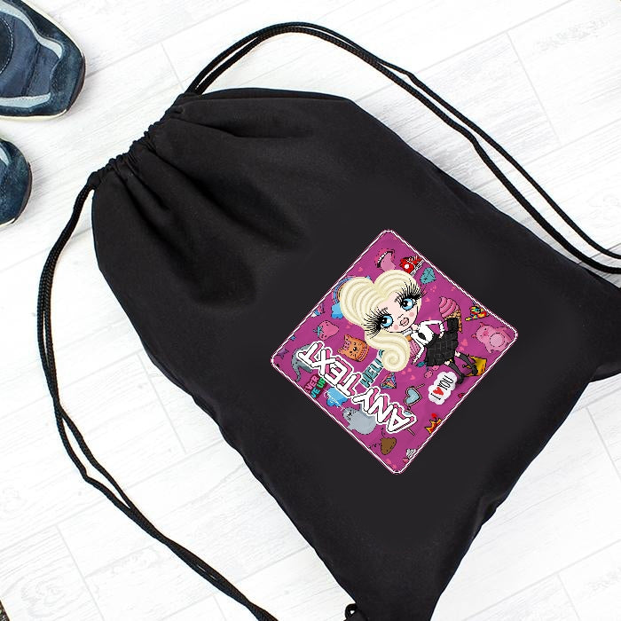 ClaireaBella Girls Fun Stickers Drawstring Bag - Image 2