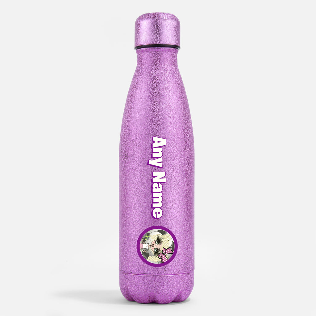 ClaireaBella Girls Pink Glitter Water Bottle Football - Image 1