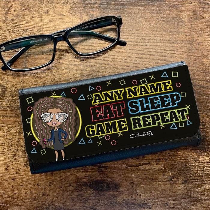 ClaireaBella Girls Personalised Eat Sleep Game Repeat Glasses Case - Image 1