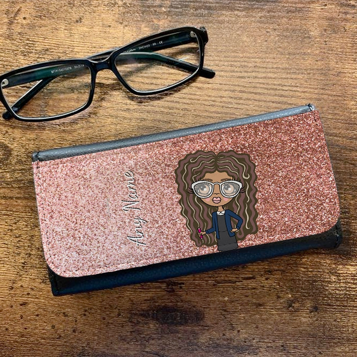 ClaireaBella Girls Personalised Blush Glitter Glasses Case - Image 1