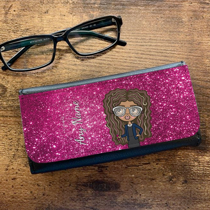 ClaireaBella Girls Personalised Pink Glitter Glasses Case - Image 1