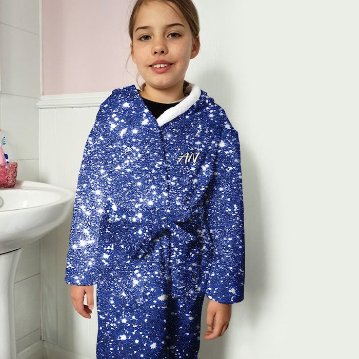 ClaireaBella Girls Blue Glitter Effect Dressing Gown - Image 4
