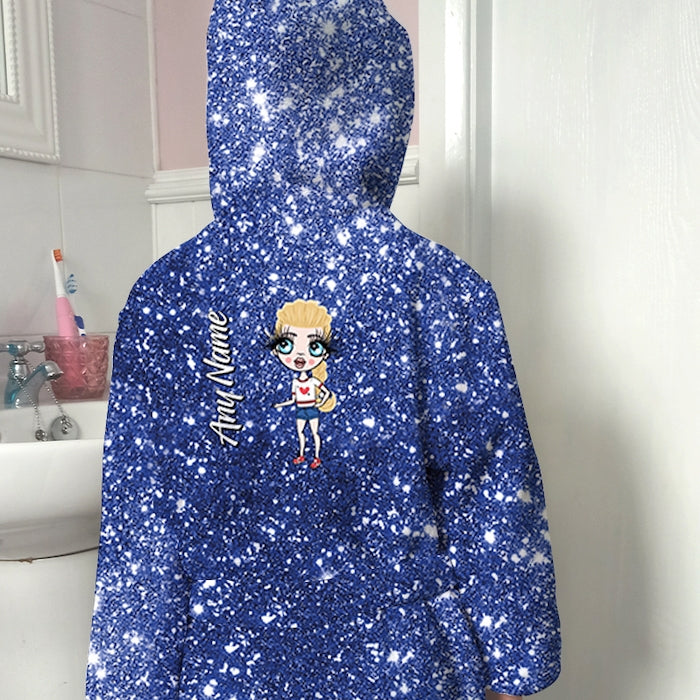 ClaireaBella Girls Blue Glitter Effect Dressing Gown - Image 3