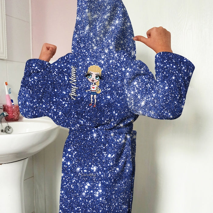 ClaireaBella Girls Blue Glitter Effect Dressing Gown - Image 1