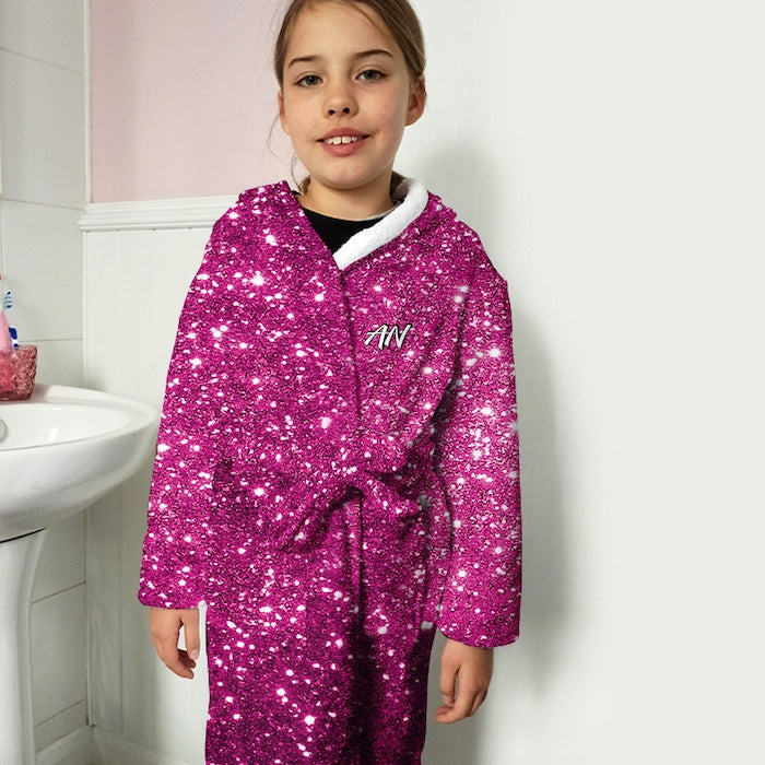 ClaireaBella Girls Pink Glitter Effect Dressing Gown - Image 2