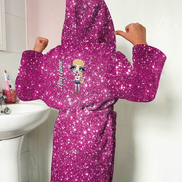 ClaireaBella Girls Pink Glitter Effect Dressing Gown - Image 1