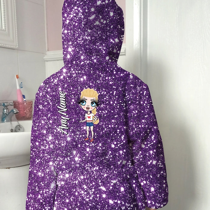 ClaireaBella Girls Purple Glitter Effect Dressing Gown - Image 3