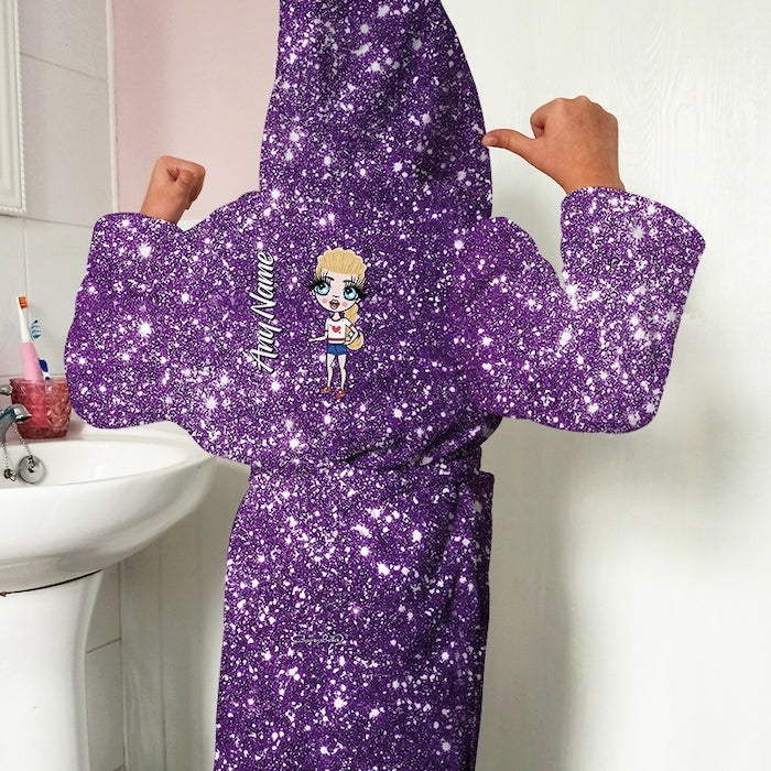 ClaireaBella Girls Purple Glitter Effect Dressing Gown - Image 1