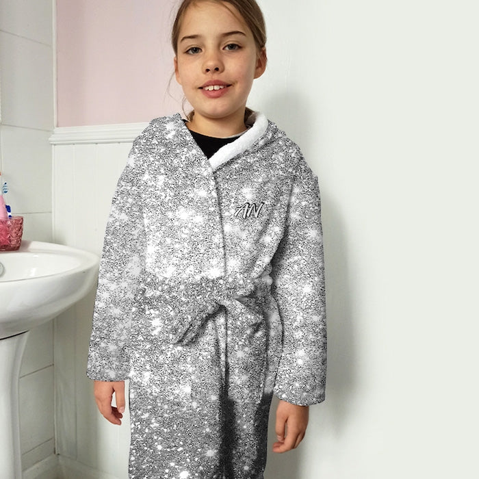 ClaireaBella Girls Silver Glitter Effect Dressing Gown - Image 3