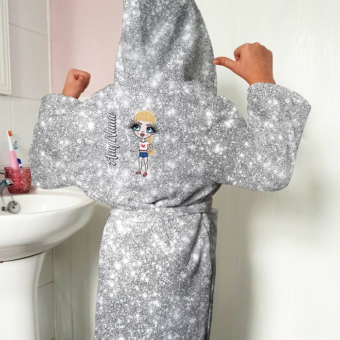 ClaireaBella Girls Silver Glitter Effect Dressing Gown - Image 4