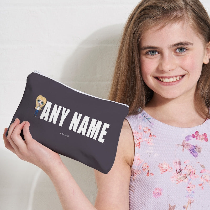 ClaireaBella Girls Grey Bold Name Make Up Bag - Image 4