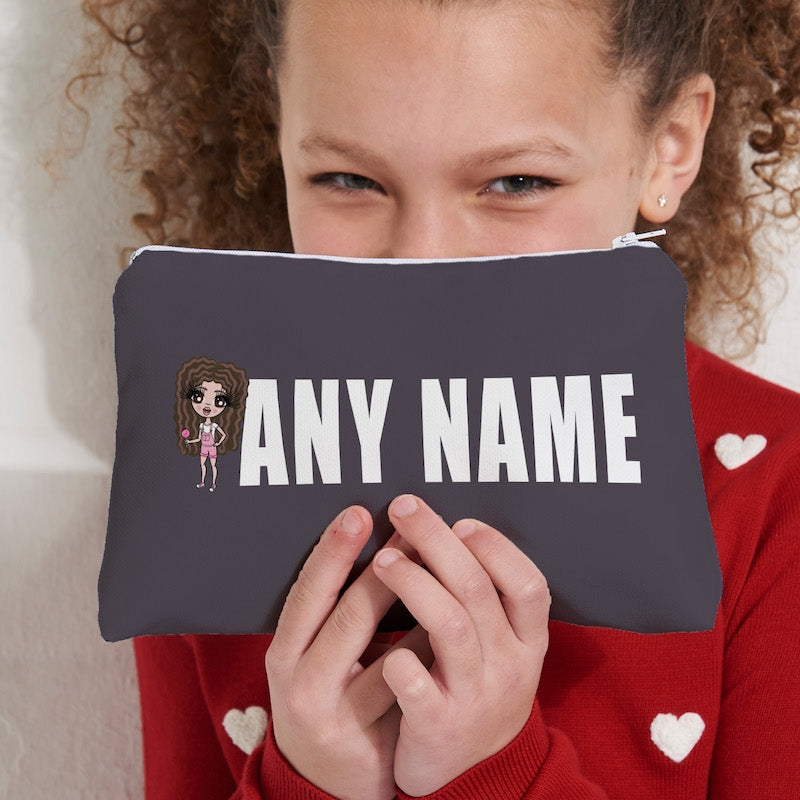 ClaireaBella Girls Grey Bold Name Make Up Bag - Image 1