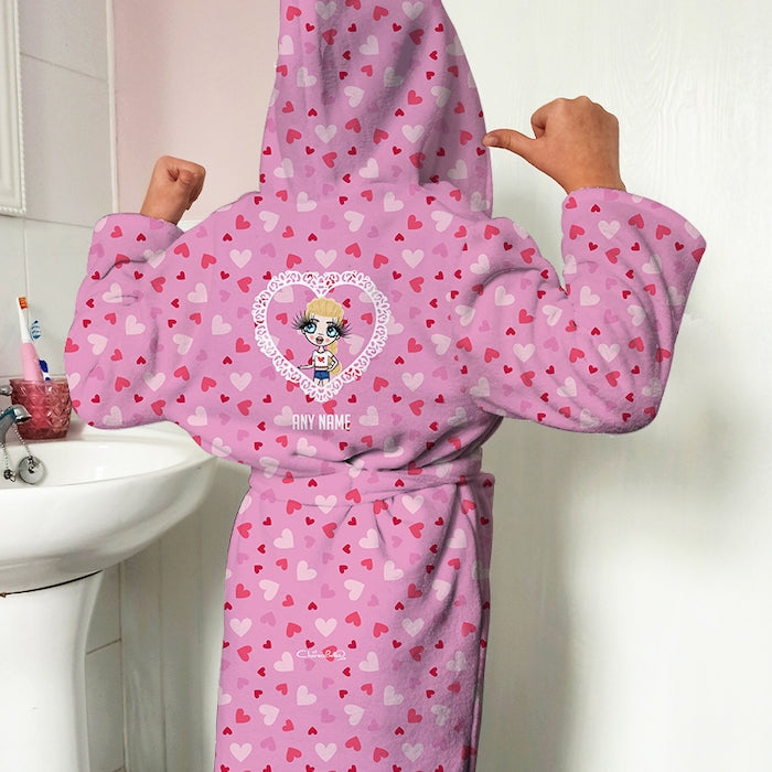 ClaireaBella Girls Heart Print Dressing Gown - Image 3
