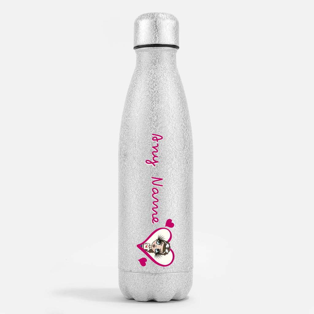ClaireaBella Girls Silver Glitter Water Bottle Island of Love - Image 1