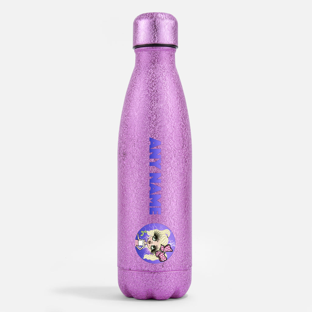 ClaireaBella Girls Pink Glitter Water Bottle Lightning - Image 1