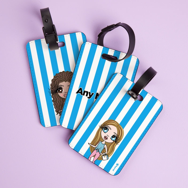 ClaireaBella Girls Personalised Blue Stripe Luggage Tag - Image 2