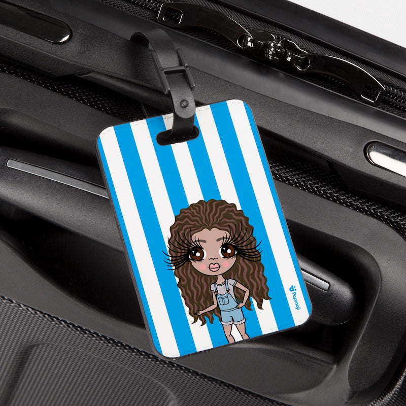 ClaireaBella Girls Personalised Blue Stripe Luggage Tag - Image 3