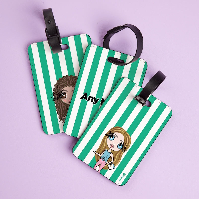 ClaireaBella Girls Personalised Green Stripe Luggage Tag - Image 2