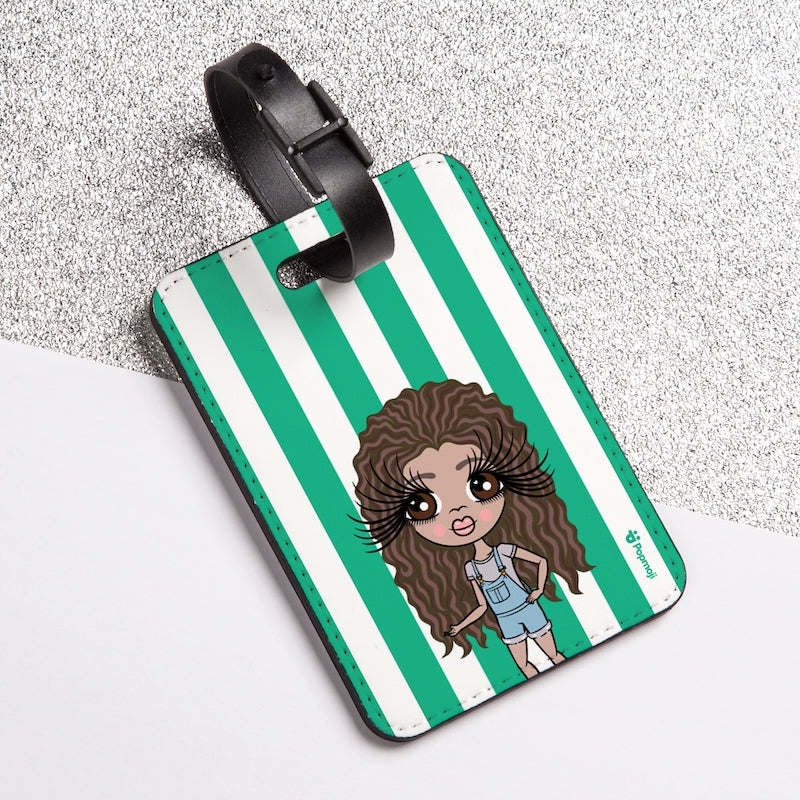 ClaireaBella Girls Personalised Green Stripe Luggage Tag - Image 4