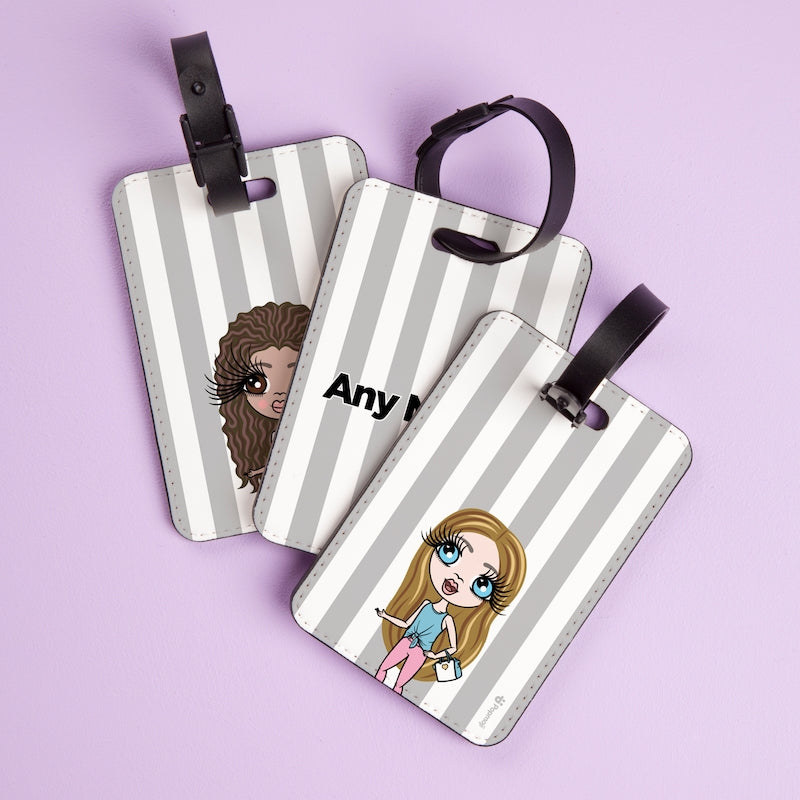 ClaireaBella Girls Personalised Grey Stripe Luggage Tag - Image 2