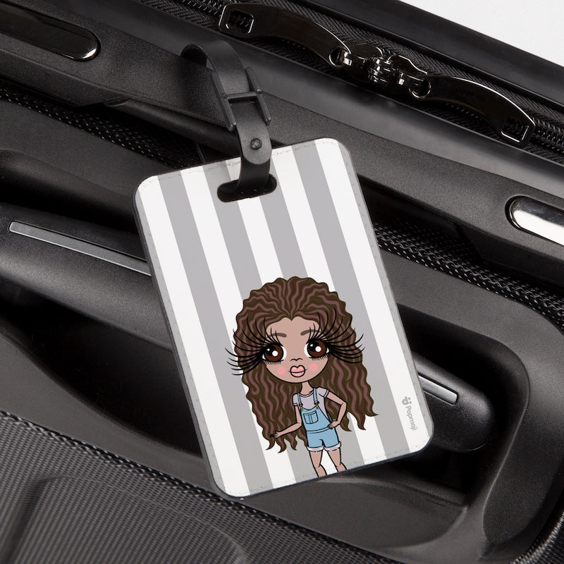 ClaireaBella Girls Personalised Grey Stripe Luggage Tag - Image 3