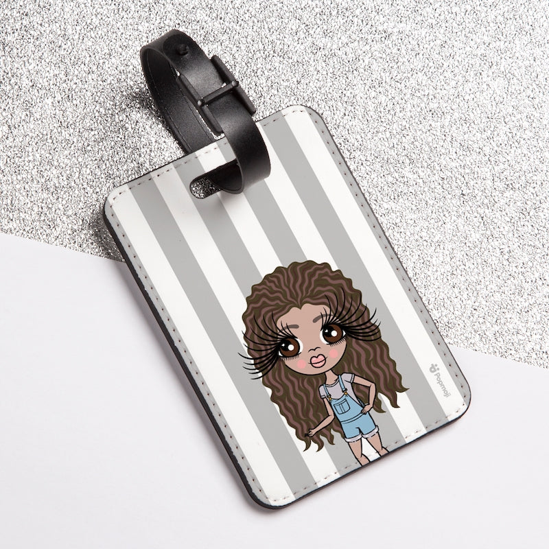 ClaireaBella Girls Personalised Grey Stripe Luggage Tag - Image 4