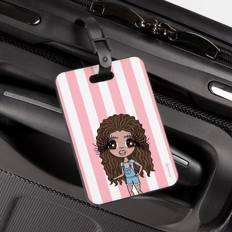 ClaireaBella Girls Personalised Light Pink Stripe Luggage Tag - Image 3